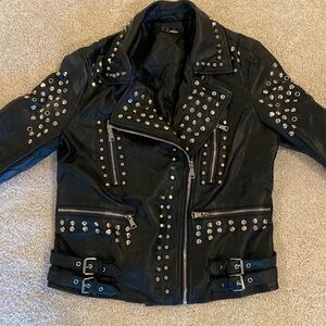 Faux leather biker jacket